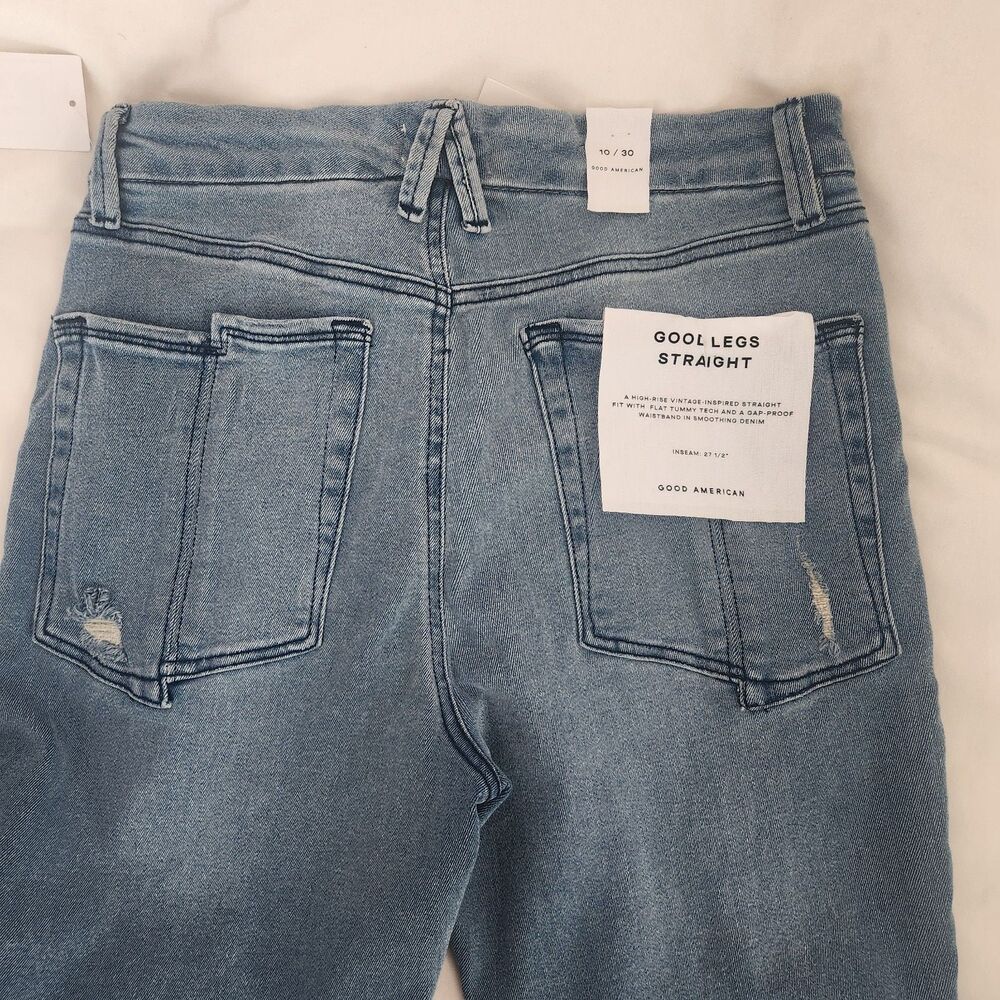 NWT Good American GOOD LEGS STRAIGHT JEANS GSPFH941T Size 10/30 Inseam 27.5" - Picture 11 of 12